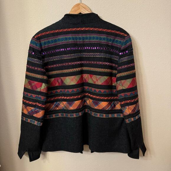 Vintage Y2K Coldwater Creek Jacket Blazer Multicolor Mixed Media Women sz 14 VTG - Picture 8 of 13